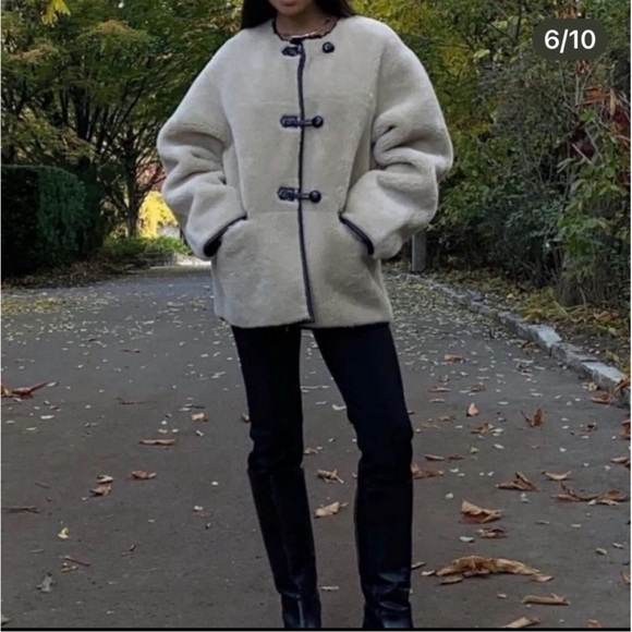 New w/o tag Viral MANGO Women's Appliques Faux-Fur Coat - Picture 8 of 15